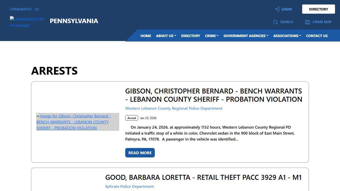 Pennsylvania Arrests CRIMEWATCH